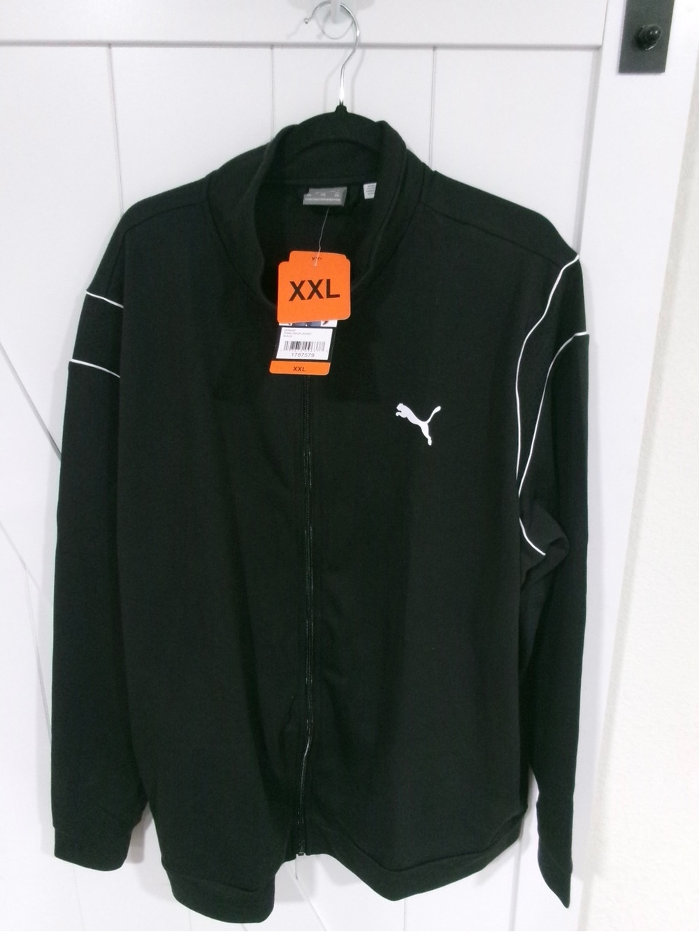Puma Black Lightweight Full-Zip Shirt Jacket with White Piping